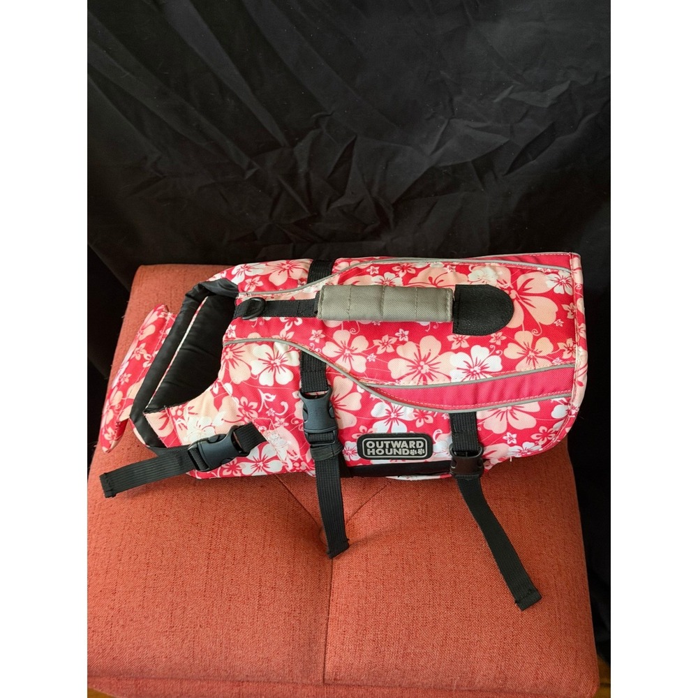 Outward Hound Granby Dog Life Jacket Pink Hibiscus Floral Pet Safety Vest Small